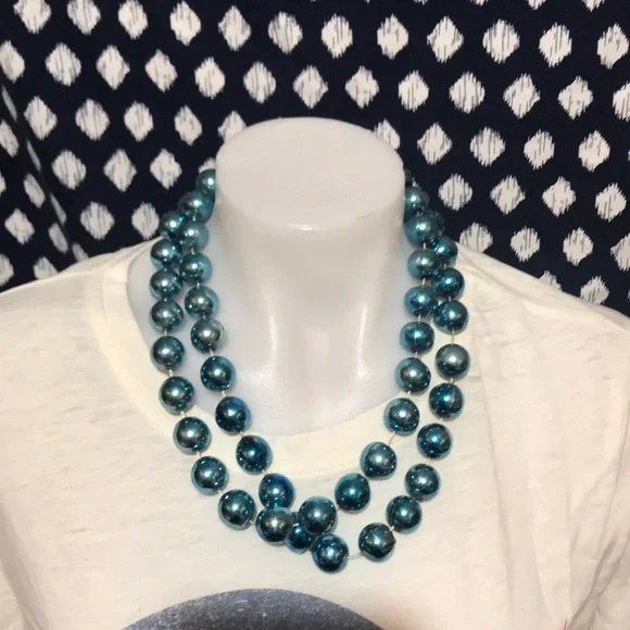 Blue Plastic Bead Costume Necklace Mardi Gras - Picture 4 of 5